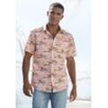 Hawaiihemd BEACHTIME "Regular fit", Herren, Gr. S (37/38), N-Gr, rosa (rosa, bedruckt), Web, Obermaterial: 100% Baumwolle, casual, regular fit, ohne Ausschnitt, Kurzarm abgesteppte Kante, Hemden, Kurzarm, Freizeithemd mit Palmenprint, reine Baumwolle