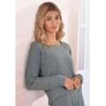 Longsleeve S.OLIVER, Damen, Gr. 32/34, grau, Rippware, Obermaterial: 64% Polyester, 32% Viskose, 4% Elasthan, unifarben, elegant, figurumspielend hüftlang, Rundhals, Langarm abgesteppt, Shirts Homewear Oberteile, aus nachhaltigem Rippstrick