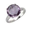 Fingerring ZEEME "Silber 925 rhodiniert mit echtem Amethyst 12mm" Fingerringe Gr. 052 (16,6), 4,7 ct, Silber 925 (Sterlingsilber), weiß (weiß, lila) Damen