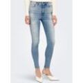 Skinny-fit-Jeans ONLY "ONLMILA HW SK ANK JEANS REA437", Damen, Gr. 26, Länge 32, blau (light blau denim), Denim/Jeans, Obermaterial: 94% Baumwolle, 4% Polyester, 2% Elasthan, unifarben, modisch, skinny fit, Jeans