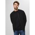 Strickjacke STREET ONE MEN, Herren, Gr. L (42), schwarz, Web, 100% Baumwolle, unifarben, casual, gerade normal, hoch geschlossener Ausschnitt, Langarm Bündchen, Strickjacken, aus reiner Baumwolle