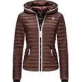 Steppjacke NAVAHOO "Kimuk Prc", Damen, Gr. M (38), braun, Oberstoff: 100% Nylon, Futter: 100% Polyester, Wattierung: 100% Polyester, Ärmelfutter: 100% Polyester, casual, figurbetont hüftlang, Jacken, leichte Übergangsjacke mit Kapuze