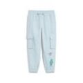 Sporthose PUMA "PUMA x TROLLS Cargohose Jungen", Kinder, Gr. 116, Normalgrößen, blau (frosted dew blau), Obermaterial: 100% Polyester, bedruckt, relaxed fit, Hosen