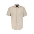 Kurzarmhemd LERROS, Herren, Gr. L, N-Gr, beige (light dune beige), Web, Obermaterial: 80% Baumwolle, 20% Leinen, unifarben, casual, regular fit normal, Rundhals, Kurzarm, Hemden, mit Leinen