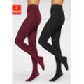 Thermostrumpfhose LAVANA Gr. S (36/38), rot (weinrot), Damen, Obermaterial: 66% Baumwolle, 30% Polyester, 4% Elasthan, glattgestrickt, uni, Strumpfhosen, mit angerauter Innenseite