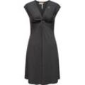 Jerseykleid RAGWEAR "Comfrey Solid" Gr. L (40), Normalgrößen, schwarz, Damen, Material: 48% Viskose, 47% Polyester, 5% Elasthan, Kleider, stylisches Sommerkleid mit tiefem V-Ausschnitt