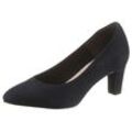 Pumps TAMARIS "DAENERYS", Damen, Gr. 39, blau (dunkelblau), Textil, Veloursleder, klassisch, Schuhe, Abendschuh, Festtagsschuh, Trichterabsatz, in veganer Verarbeitung