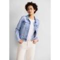 Jeansjacke STREET ONE Gr. 34, blau (heavy bright bleach), Damen, Jeans, 63% Baumwolle, 25% Polyester, 10% Viskose, 2% Elasthan, unifarben, Jacken, mit Knopfleiste