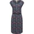 Shirtkleid RAGWEAR "Lilithe Ikat" Gr. L (40), Normalgrößen, blau (navy) Damen Kleider stylisches Sommerkleid mit Taillengürtel