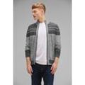 Strickjacke STREET ONE MEN, Herren, Gr. L (52), grau (stone grau melange), Web, 60% Baumwolle, 40% Polyester, gemustert, casual, normal normal, ohne Ausschnitt, Langarm Bündchen, Strickjacken, mit Stehkragen