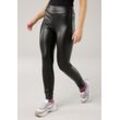 Leggings LAURA SCOTT, Damen, Gr. 38, N-Gr, schwarz, Obermaterial: 95% Polyester, 5% Elasthan. Beschichtung: 100% Polyurethan, feminin, figurbetont knöchellang, Hosen, aus elastischem Lederimitat