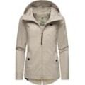 Outdoorjacke RAGWEAR "Monade Übergang", Damen, Gr. L (40), weiß (bone), Obermaterial: 100% Polyester, Innenfutter: 100% Polyester, modisch, figurbetont Po-bedeckend, Langarm Ärmel ohne Ärmelschlitz normaler Saum mit Druckknopf, Jacken, stylische Übergangsjacke mit großer Kapuze