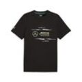 T-Shirt PUMA "Mercedes-AMG Petronas F1 Logo T-Shirt Herren", Herren, Gr. L, schwarz, Obermaterial: 100% Baumwolle; Rippe: 20% Polyester, 80% Baumwolle, regular fit, Rundhals, Shirts