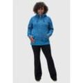 Sweatjacke RAGWEAR "Neska Print Zip Plus", Damen, Gr. 44, blau, Sweatware, Obermaterial: 70% Baumwolle, 30% Polyester, casual, gerade hüftbedeckend, hoch geschlossener Ausschnitt, Langarm Ärmel ohne Ärmelschlitz Rippbündchen, Sweatjacken, Cooler Damen Zip-Hoodie mit Kapuze und Print