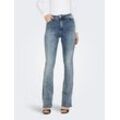 Bootcut-Jeans ONLY "ONLMILA HW FLARED DNM BJ13994 NOOS" Gr. 32, Länge 30, blau (medium blau denim), Damen, Denim/Jeans, Obermaterial: 94% Baumwolle, 4% Polyester, 2% Elasthan, Abriebeffekte, Jeans