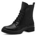 Schnürstiefelette TAMARIS Gr. 37, schwarz, Damen, Lederimitat, Textil, unifarben, Schuhe, Blockabsatz, Schnürboots, Bikerboots mit Nieten besetzt