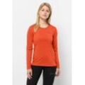 Rundhalspullover JACK WOLFSKIN "SKY THERMAL L/S W", Damen, Gr. XL (46), orange (vibrant, orange), 100% POLYESTER, Pullover