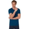 T-Shirt TRIGEMA "TRIGEMA Knopfleiste aus Biobaumwolle" Gr. L, blau (saphir-c2c) Herren Shirts