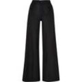 Stoffhose URBAN CLASSICS "Urban Classics Damen Ladies High Linen Mixed Wide Leg Pants" Gr. 27, Normalgrößen, schwarz Damen Hosen