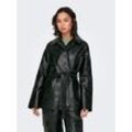 Lederimitatjacke ONLY "ONLSOFIA FAUX LEATH SHORT TRENCH CC OTW" Gr. L (40), schwarz Damen Jacken