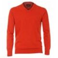 Strickpullover CASAMODA "CASAMODA Pullover uni", Herren, Gr. L, orange (hellorange), 100% Baumwolle, Pullover