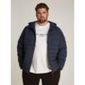 Steppjacke TOMMY HILFIGER BIG & TALL "BT-MIX QUILT HOODED JACKET-B" Gr. 4XL, blau (desert sky), Herren, Web, Obermaterial: 100% Polyamid, unifarben, Jacken, in Großen Größen, Logostickerei