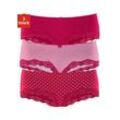 Panty LASCANA Gr. 40/42, rot (rot, gestreift, uni, gepunktet) Damen Unterhosen aus elastischer Baumwolle mit zarter Spitze