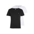 Rundhalsshirt TOMMY JEANS "TJW 2PACK SOFT JERSEY TEE" Gr. M (38), schwarz-weiß (schwarz, weiß), Damen, Single Jersey, Obermaterial: 100% Baumwolle, unifarben, bestickt, Shirts, mit Tommy Jeans Logo-Flag-Stickerei