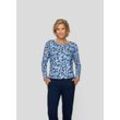 Print-Shirt RABE "RABE Gemustertes Shirt mit Faltenlegung" Gr. 42, blau (dunkelblau) Damen Shirts