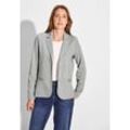 Kurzblazer CECIL Gr. L (42), grau (chalk grau melange), Damen, Stoff, Jersey, 66% Polyester, 25% Viskose, 4% Elasthan, unifarben, Blazer, in Melange Optik