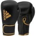 Boxhandschuhe ADIDAS PERFORMANCE "Hybrid 80" Gr. 12, gold (schwarz, gold), Boxhandschuhe, 12 12 oz, Obermaterial: 100% Kunstleder