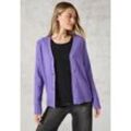 Cardigan CECIL, Damen, Gr. L (42), lila (lila melange), Web, 37% Baumwolle, 34% Polyacryl, 26% Polyester, 3% Elasthan, unifarben, casual, gerade normal, V-Ausschnitt, Langarm Bündchen, Strickjacken, mit Knopfleiste