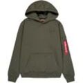 Kapuzensweatshirt ALPHA INDUSTRIES "3D Small Logo Hoody", Herren, Gr. M, grün (schwarz olive), angeraute Sweatware, Obermaterial: 100% Baumwolle, bedruckt, modisch, regular fit, Rundhals, Langarm Rippbündchen, Sweatshirts