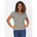 T-Shirt CASUAL LOOKS "Shirt", Damen, Gr. 38, bunt (marine, sonnengelb, geringelt), 100% Baumwolle, gemustert, gestreift, mehrfarbig, Rundhals, Kurzarm, Shirts