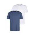 T-Shirt KANGAROOS Gr. S (44/46), blau (blau, weiß), Herren, Jersey, Obermaterial: 100% Baumwolle, unifarben, Shirts, Freizeitshirt mit Kurzarm, Rundhals aus reine Baumwolle