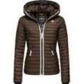 Steppjacke NAVAHOO "Kimuk Prc", Damen, Gr. L (40), braun (dunkelbraun), Oberstoff: 100% Nylon, Futter: 100% Polyester, Wattierung: 100% Polyester, Ärmelfutter: 100% Polyester, casual, figurbetont hüftlang, Jacken, leichte Übergangsjacke mit Kapuze