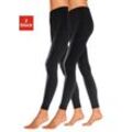 Thermoleggings LAVANA Gr. S (36/38), N-Gr, schwarz (schwarz, schwarz), Damen, Jersey, Obermaterial: 66% Baumwolle, 30% Polyester, 4% Elasthan, unifarben, Hosen, innen leicht angeraut, Topseller