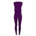 Jumpsuit WINSHAPE "JS102LSC" Gr. L, Normalgrößen, lila (schwarz plum), Damen, 85% Polyester, 15% Elasthan, Overalls, Functional Comfort