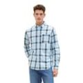 Flanellhemd TOM TAILOR Gr. L, N-Gr, blau (middle blue colorful check) Herren Hemden mit Karomuster