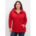 Fleecejacke SHEEGO "Große Größen", Damen, Gr. 44, rot, Obermaterial: 100% Polyester;Futter: 100% Polyester, unifarben, casual, figurumspielend lang, Langarm, Jacken, aus meliertem Strickfleece