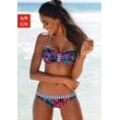 Bandeau-Bikini-Top VENICE BEACH "Summer", Damen, Gr. 34, Cup C/D, blau (marine, bedruckt), Xtra Life LYCRA, bedruckt, gemustert, geblümt, gestreift, Bikini-Oberteile, mit kontrastfarbener Schlaufe