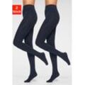 Thermostrumpfhose LAVANA Gr. S (36/38), blau (marine), Damen, Obermaterial: 66% Baumwolle, 30% Polyester, 4% Elasthan, glattgestrickt, uni, Strumpfhosen, mit angerauter Innenseite