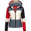 Steppjacke NAVAHOO "Lulana Multikulti" Gr. S (36), blau, Damen, Oberstoff: 100% Nylon, Futter: 100% Polyester, Wattierung: 100% Polyester, Ärmelfutter: 100% Polyester, colorblocking, Jacken, leichte Übergangsjacke mit Kapuze im Colourblocking Stil