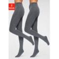 Thermostrumpfhose LAVANA Gr. S (36/38), grau (anthrazit, meliert), Damen, Obermaterial: 66% Baumwolle, 30% Polyester, 4% Elasthan, glattgestrickt, uni, Strumpfhosen, mit angerauter Innenseite