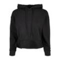 Kapuzenpullover URBAN CLASSICS "Urban Classics Damen Ladies Organic Volants Hoody" Gr. L, schwarz, Damen, 100% Baumwolle, unifarben, Pullover Hoodie Sweatshirt