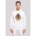 Kapuzenpullover F4NT4STIC "Harry Potter Hogwarts Crest Gold" Gr. L, weiß Herren Pullover Print