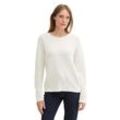 Strickpullover TOM TAILOR Gr. XL (42), weiß (whisper white) Damen Pullover mit Bio-Baumwolle