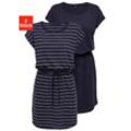 Shirtkleid ONLY "ONLMAY LIFE S/S DRESS 2 PACK CS JRS" Gr. L (40), N-Gr, blau (night sky detail:pack nigth stripe cloud dancer (nadia)) Damen Kleider flexibel taillierbar für individuelle Passform