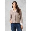 Cardigan CECIL Gr. L (42), beige (milky caramel melange), Damen, Stoff, 33% Polyester, 31% Polyacryl, 24% Baumwolle, 12% Nylon, unifarben, Strickjacken, mit V-Ausschnitt