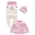 Strampler, Jäckchen & Mütze KLITZEKLEIN "3tlg Baby-Set, für kleine Mädchen" Gr. 50/56, rosa (rosa-weiß) Baby KOB Set-Artikel Baby-Set Erstausstattungspaket Sets aus Bio-Baumwolle